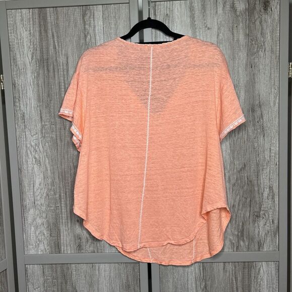 Wrap London Linen Top Embroidered Tassels Short Sleeve Size 6 - Picture 7 of 7